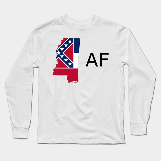 Mississippi Flag State Outline AF (black) Long Sleeve T-Shirt by Big Term Designs